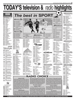 Programme times are subject to change by the