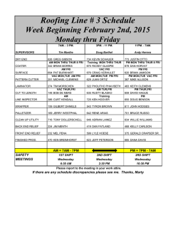 Roofing Line # 3 Schedule