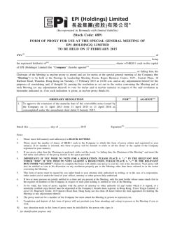 form of proxy for use at the special general meeting of