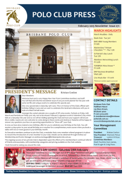 FEBRUARY 2015 NEWSLETTER -Polo Club Press