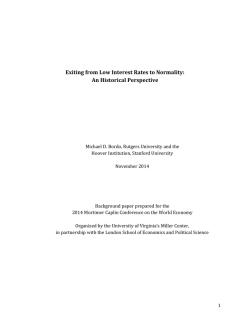 Exiting from Low Interest Rates to Normality: An