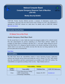 CERT-MU Security Bulletin for the week of 26, January 2015