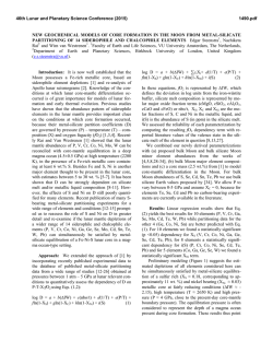 new geochemical models of core formation in the - USRA
