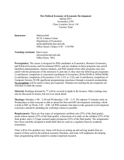 The Political Economy of Economic Development Spring 2015