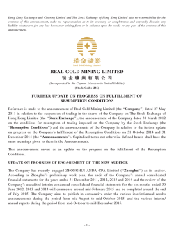 REAL GOLD MINING LIMITED 瑞 金 礦 業 有 限 公 司