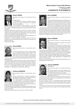 CANDIDATE STATEMENTS - Wairoa District Council