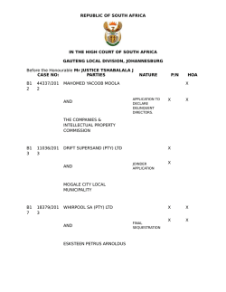 REPUBLIC OF SOUTH AFRICA IN THE HIGH COURT OF SOUTH