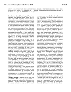 Study of Inclusions in Iron Meteorites, Cr