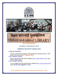 New Arrivals (Books) - Vikram Sarabhai Library