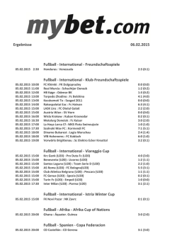 Ergebnisse 03.02.2015 Fu&szlig;ball - International