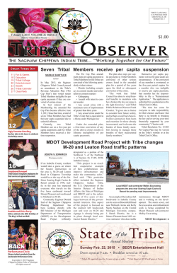 Tribal Observer! - Saginaw Chippewa Indian Tribe of Michigan