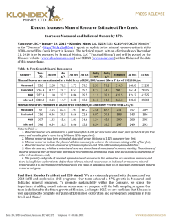 Klondex Increases Mineral Resource Estimate at Fire Creek
