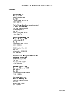 Newly Contracted MedStar Physician Groups