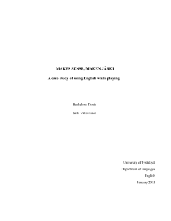 MAKES SENSE, MAKEN J&Auml;RKI A case study of using English