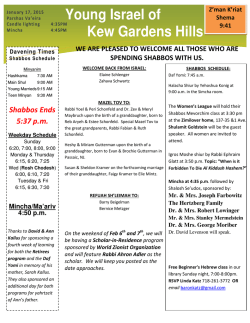 Weekly Announcements - Young Israel of Kew Gardens HIlls