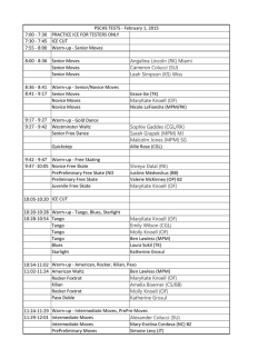 THE USFS Test Session Schedule for FEB. 1, 2015
