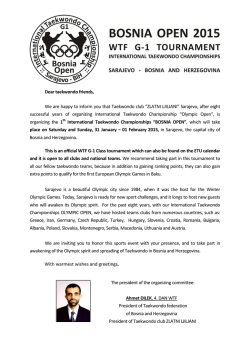 Bosnia Open - etu european taekwondo union