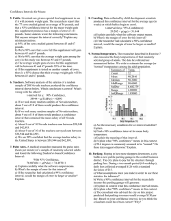 Confidence Intervals for 1 Sample Means
