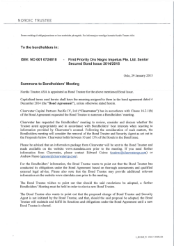 Summons to Bondholders Meeting