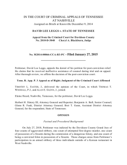 David Lee Leggs v. State of Tennessee