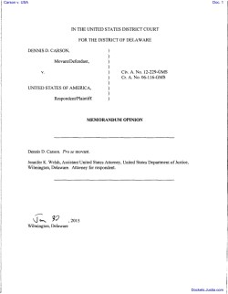 MEMORANDUM OPINION as to Dennis Carson