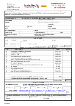 BRANDS HATCH Sat 2 May 2015 ENTRY FORM