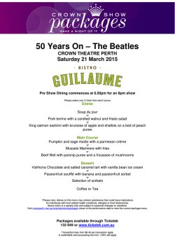 50 Years On - The Beatles Menus