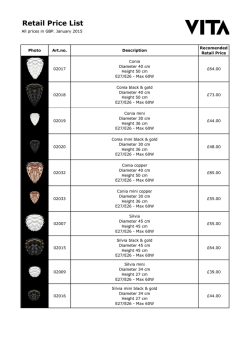 VITA GBP Retail Price List