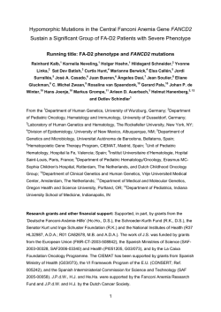 Hypomorphic Mutations in the Central Fanconi Anemia