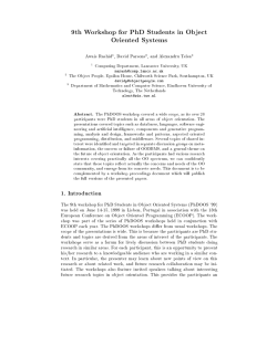 9th Workshop for PhD Students in Object