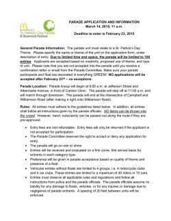 PARADE APPLICATION AND INFORMATION March 14, 2015, 11
