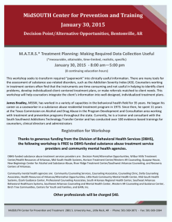 MidSOUTH Center for Prevention and Training January 30, 2015