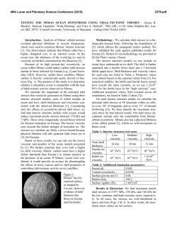 TESTING THE MIMAS OCEAN HYPOTHESIS USING TIDAL