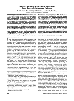 Characterization of Hematopoietic Progenitors From Human