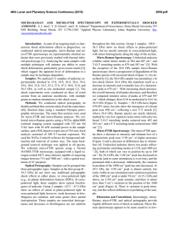 Micro-Raman and Micro-FTIR Spectroscopy of Experimentally