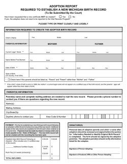 Adoption Report Required to Establish a New Michigan Birth Record