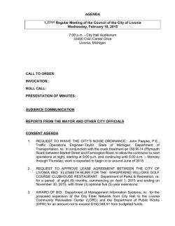 AGENDA STUDY MEETING OF FEBRUARY 2, 2015 8:00 PM*