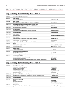 Day 1 : Friday, 20th February 2015 &bull; Hall A Day 1