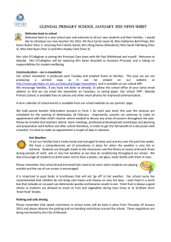Week 1, 30 Jan, 2015 - Glendal Primary School