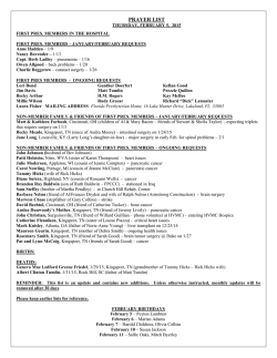 PRAYER LIST - First Presbyterian Church of Kingsport