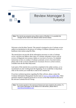 Set up user details - Canadian Cochrane Centre
