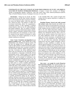 CONSTRAINTS ON THE PAST CLIMATE OF MARS FROM