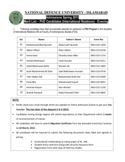 PhD Merit Lists - National Defence University