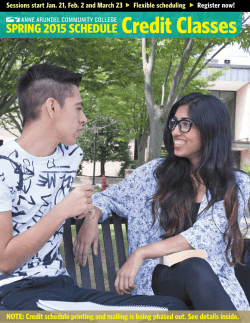 SPRING 2015 SCHEDULE Credit Classes