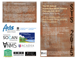 The 8th Annual Acadia New Music Festival February 2&ndash;6, 2015
