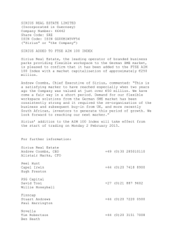 SIRIUS REAL ESTATE LIMITED (Incorporated in Guernsey