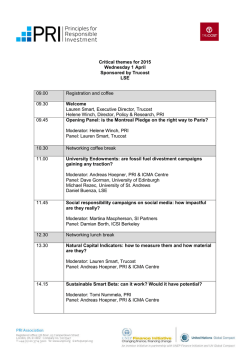 Critical themes for 2015 Wednesday 1 April Sponsored by Trucost