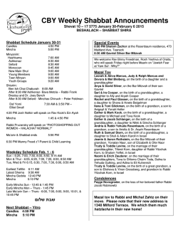 CBY Weekly Shabbat Announcements