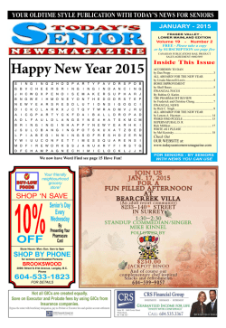 Happy New Year 2015 - Todays Senior Newspaper Magazine