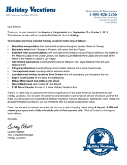 View Brochure - Holiday Vacations